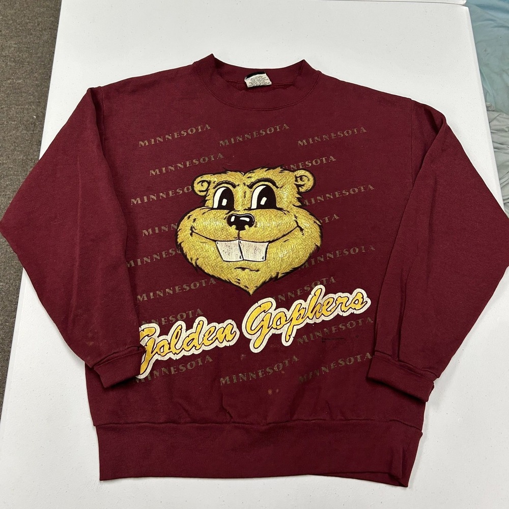 Signal Sports Sweatshirt Mens Large Maroon Good Minnesota Golden Gophers Vintage